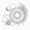 supernova and moon tattoo design idea