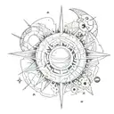 supernova and moon tattoo design idea