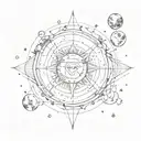 supernova and moon tattoo design idea