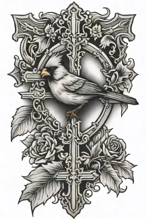 cross with a cardinal on it  tattoo design idea