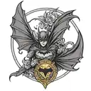 A tattoo pattern. In a batman logo, existing wonder woman logo. tattoo design idea