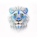 Blue willow lioness  tattoo design idea