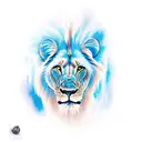 Blue willow lioness  tattoo design idea
