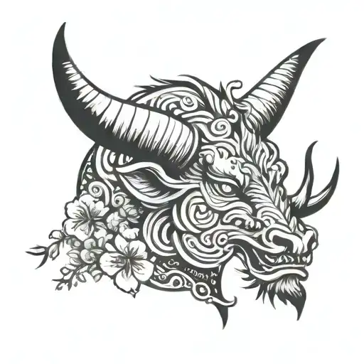 V shaped horns minimalist  tattoo design idea