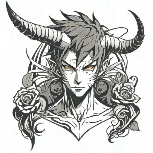 V shaped horns minimalist tattoo design idea