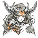 V shaped horns minimalist tattoo design idea