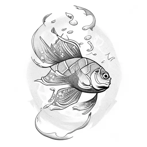 coy fish with shadow underneath tattoo design idea