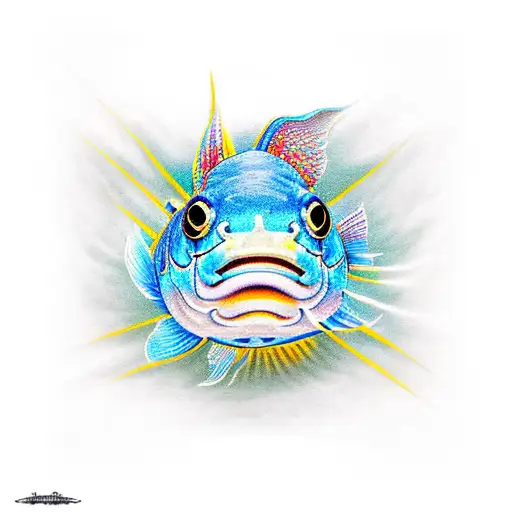 coy fish with shadow underneath tattoo design idea