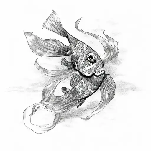 coy fish with shadow underneath, top view tattoo design idea