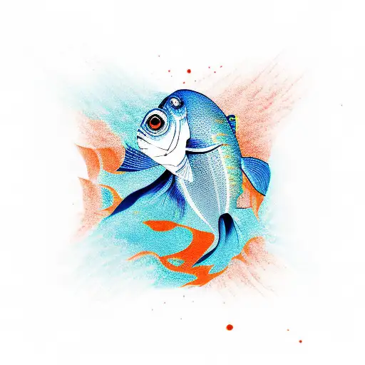 coy fish with shadow underneath tattoo design idea
