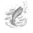 coy fish with shadow underneath, top view tattoo design idea