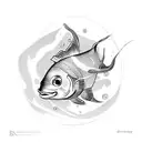 coy fish with shadow underneath, top view tattoo design idea