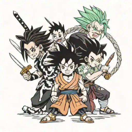 demon slayer anime characters with a mi of dragon ball z and hunter x hunter   tattoo design idea