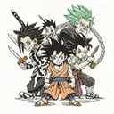 demon slayer anime characters with a mi of dragon ball z and hunter x hunter   tattoo design idea