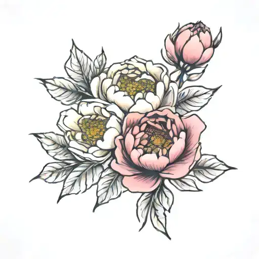 peony flower tattoo design idea