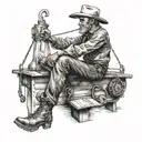 cowboy sitting on a tugboat  tattoo design idea
