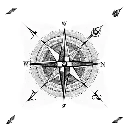 Blackwork Compass Tattoo Design