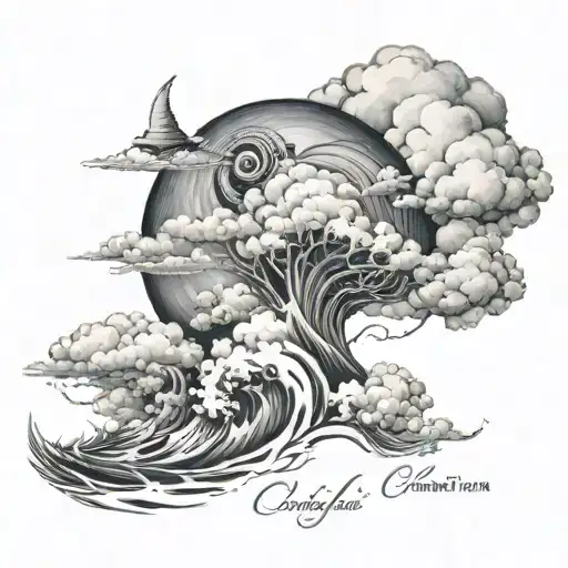 Speak life written in clouds forming theta genius wave  tattoo design idea