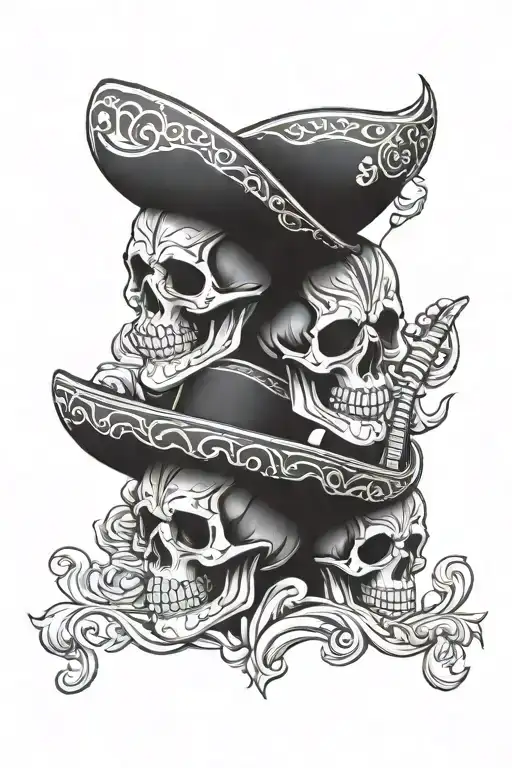mariachi skulls tattoo design idea