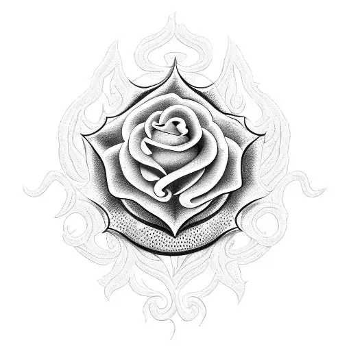 A blackwork tattoo of a rose vine wrapping around the Liverpool football club emblem, representing growth and dedication tattoo design idea