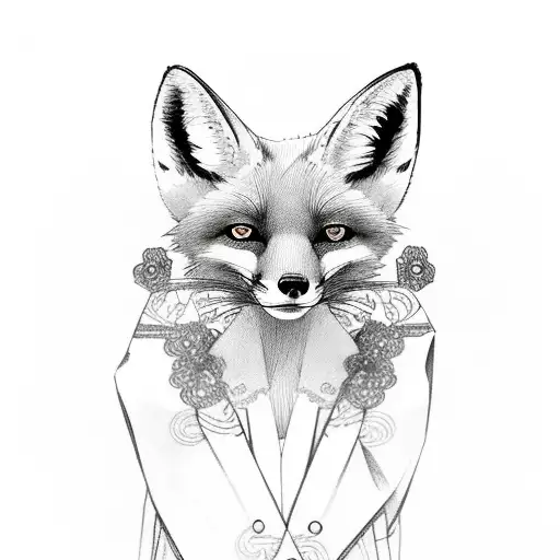 fox in kimono dress tattoo design idea