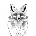 fox in kimono dress tattoo design idea
