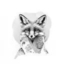 fox in kimono dress tattoo design idea
