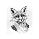 fox in kimono dress tattoo design idea