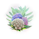 hydrangea , king protea, succulent, cobra , garden tattoo design idea