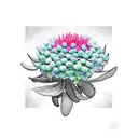 hydrangea , king protea, succulent, cobra , garden tattoo design idea