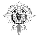 skull with compass  tattoo design idea