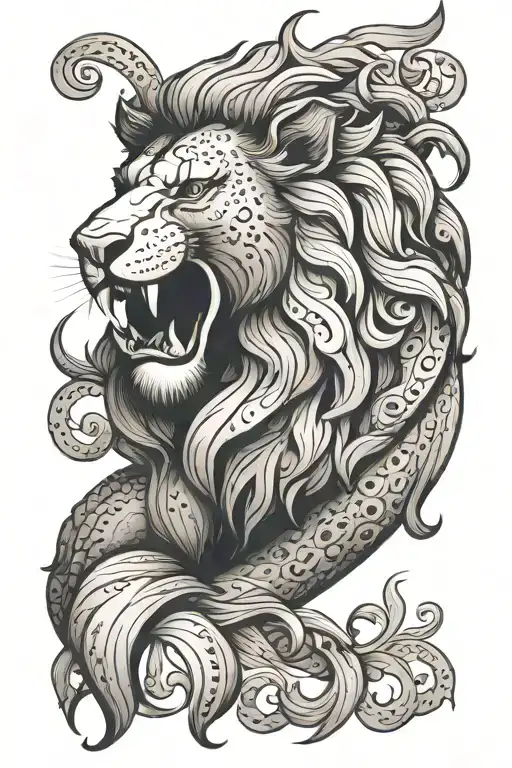 tulip Royal Dutch lion roaring tattoo design idea