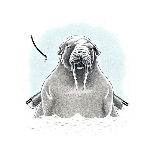 walrus smoking a blunt tattoo design idea