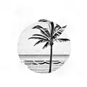 frame with palm trees inside tattoo design idea