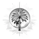 frame with palm trees inside tattoo design idea
