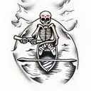 skeleton in canoe tattoo design idea