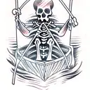 skeleton in canoe tattoo design idea