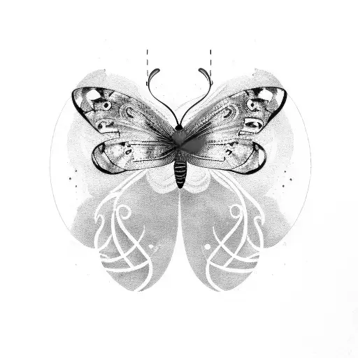 surfer with a purple butterfly and southampton football club tattoo design idea