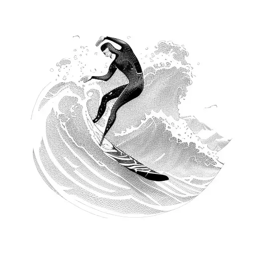 surfer on a wave  tattoo design idea