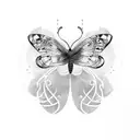 surfer with a purple butterfly and southampton football club tattoo design idea