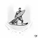 surfer with a purple butterfly and southampton football club tattoo design idea