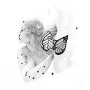 surfer with a purple butterfly and southampton football club tattoo design idea