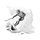 surfer on a wave  tattoo design idea