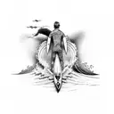 surfer on a wave  tattoo design idea