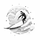 surfer on a wave  tattoo design idea