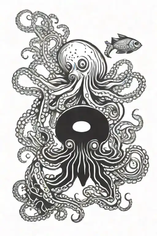 octopus, jellyfish and abyssal fish  tattoo design idea