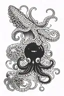 octopus, jellyfish and abyssal fish  tattoo design idea