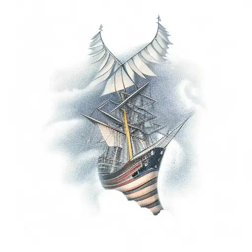 wind, mauer,segelschiff tattoo design idea