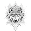 Lotus Flower with wolf tattoo design idea