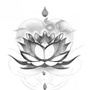 Lotus Flower with wolf tattoo design idea